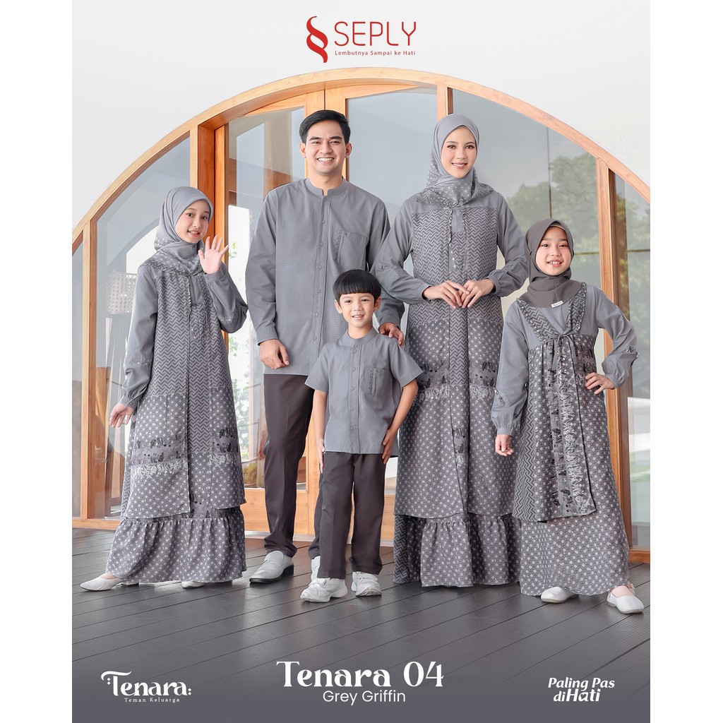 SEPLY Sarimbit Setelan Idul Fitri  Seragaman Keluarga TENARA 04 Grey Griffin