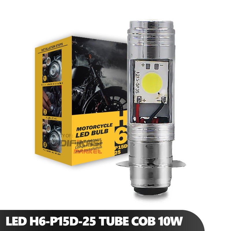 LED LAMPU UTAMA HEADLAMP MOTOR H6 P15D-25 6 WATT BEBEK MATIC AC DC 8-80 VOLT