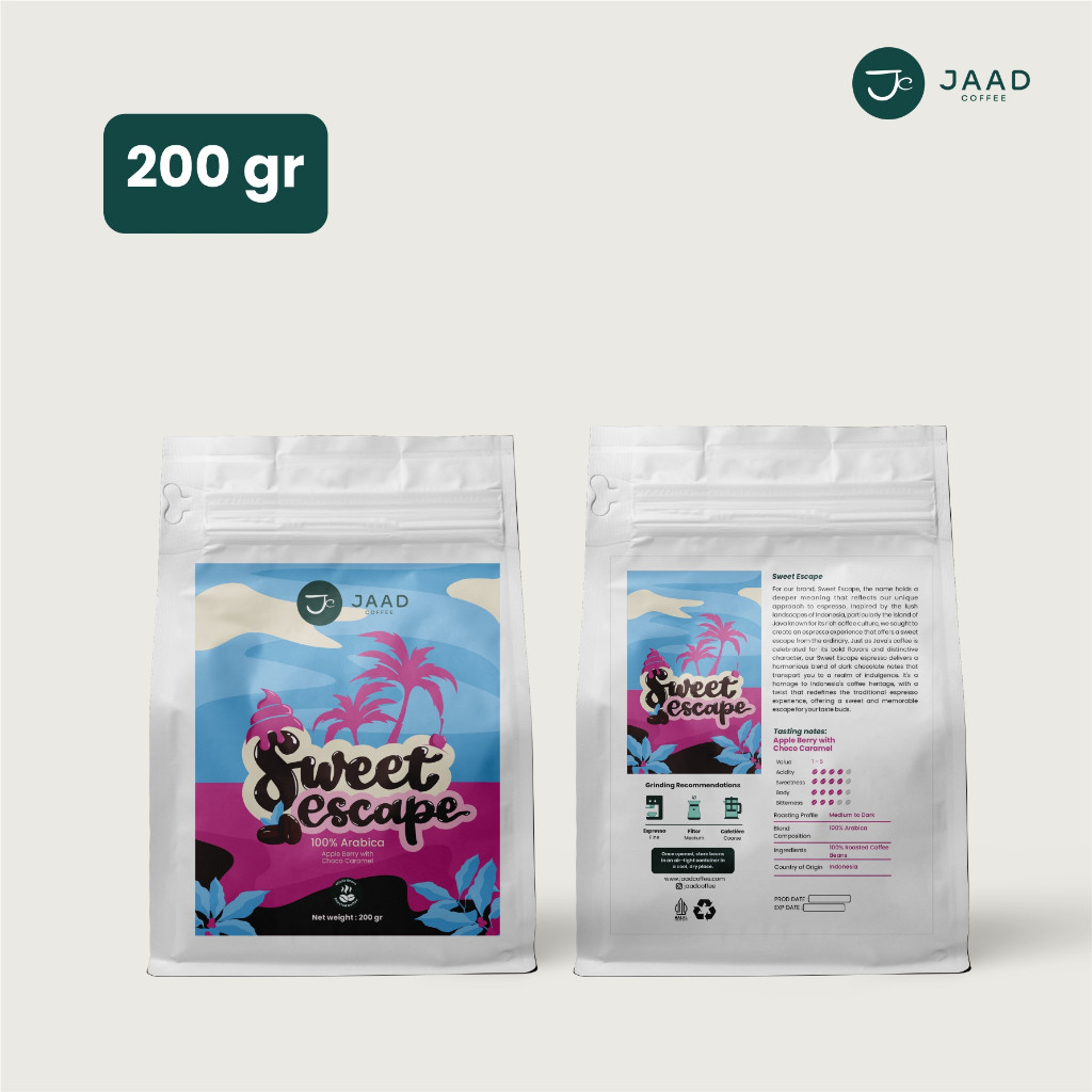 

Sweet Escape 200gram - 100% Arabica - Espresso House Blend by Jaad Coffee