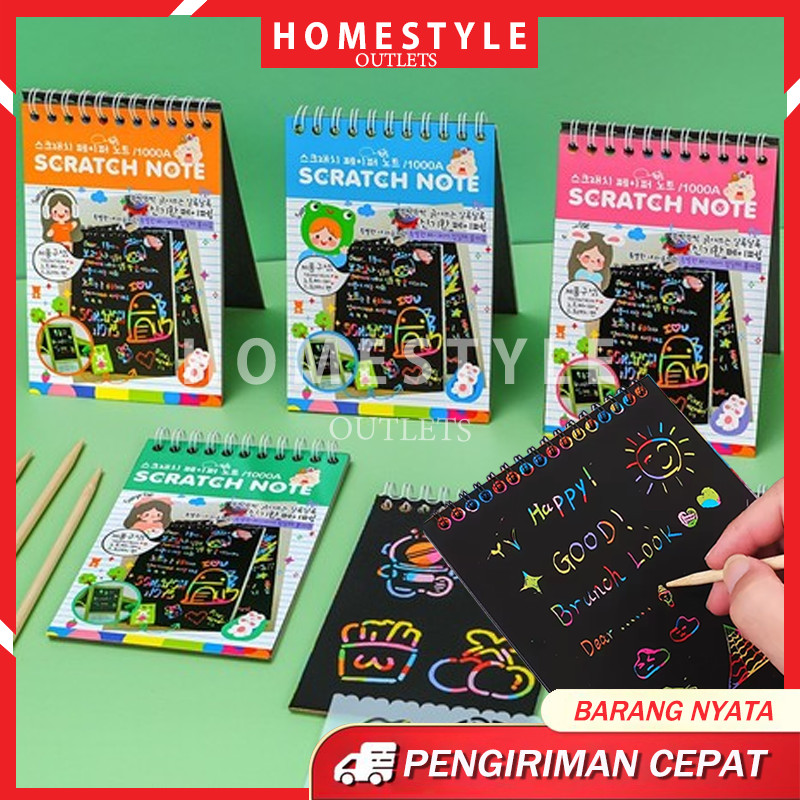 

Magic Color Rainbow Scratch Paper Note Book / Mewarnai Anak Magic Scratch