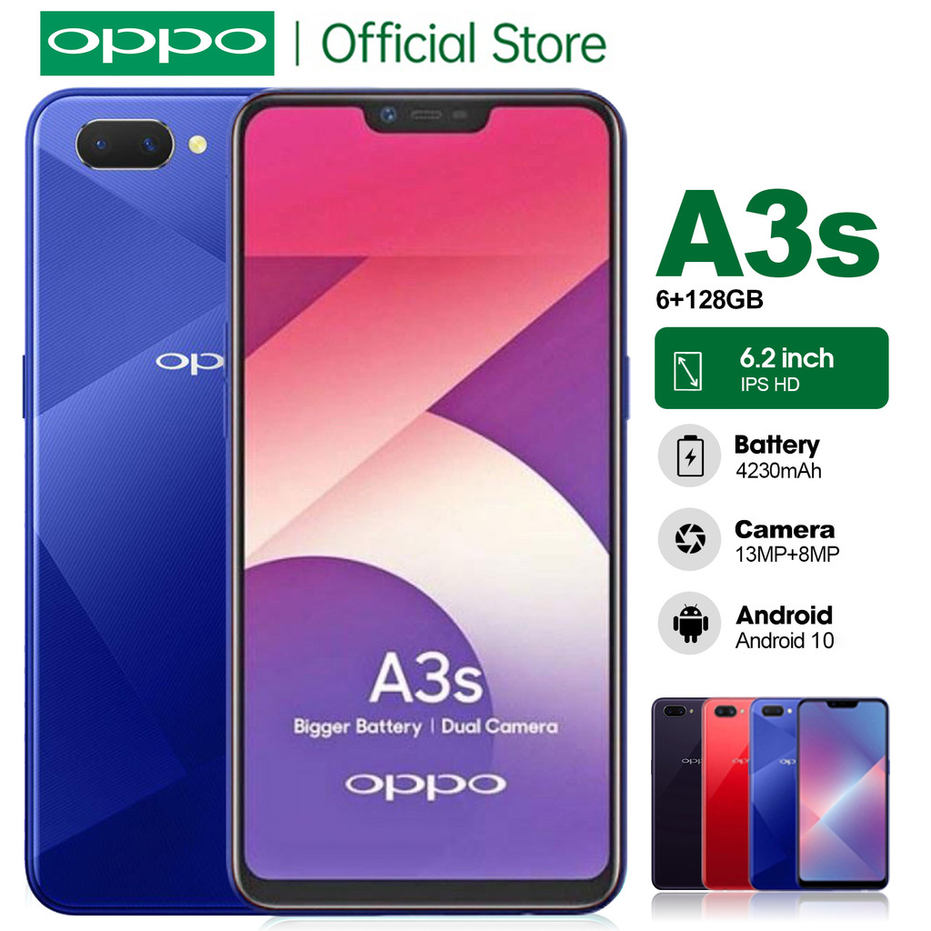 OPPO A3s ram 6/128 oiginal garansi resmi 6.2inch LCD handphone android 13+8MP HD Kamera 4230mAh terb