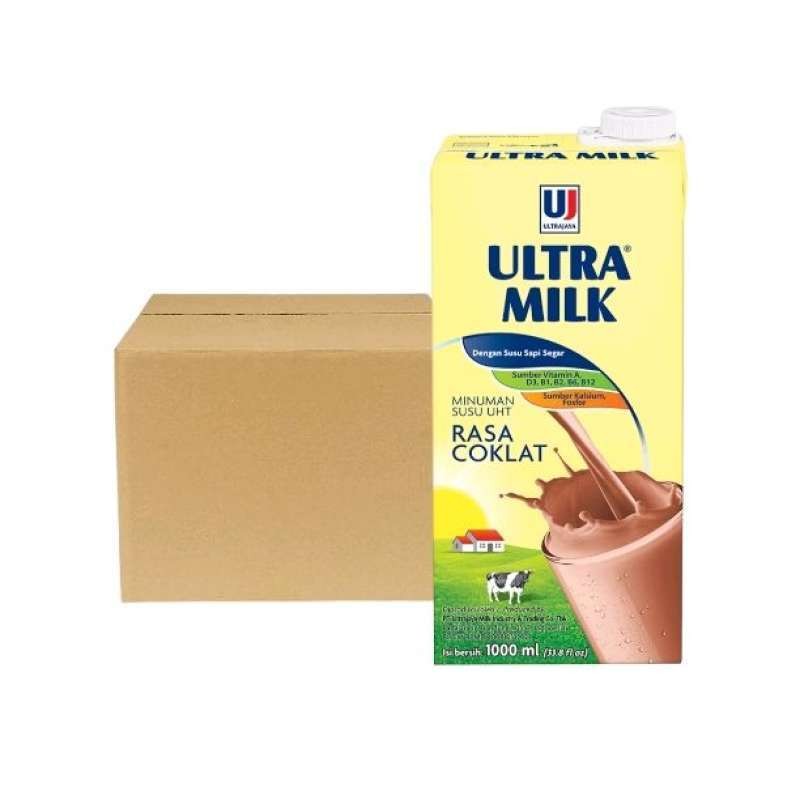 Ultra Milk Susu UHT Cokelat 1 Karton ( 12 x 1000ml )
