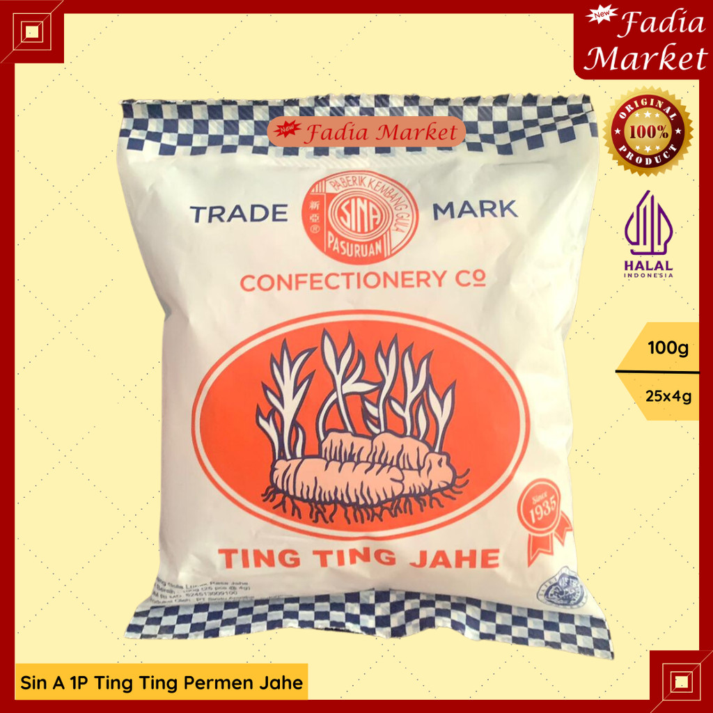 

Sin A Permen Ting Ting Jahe 100g 25x4g (1 Pack isi 25pcs)