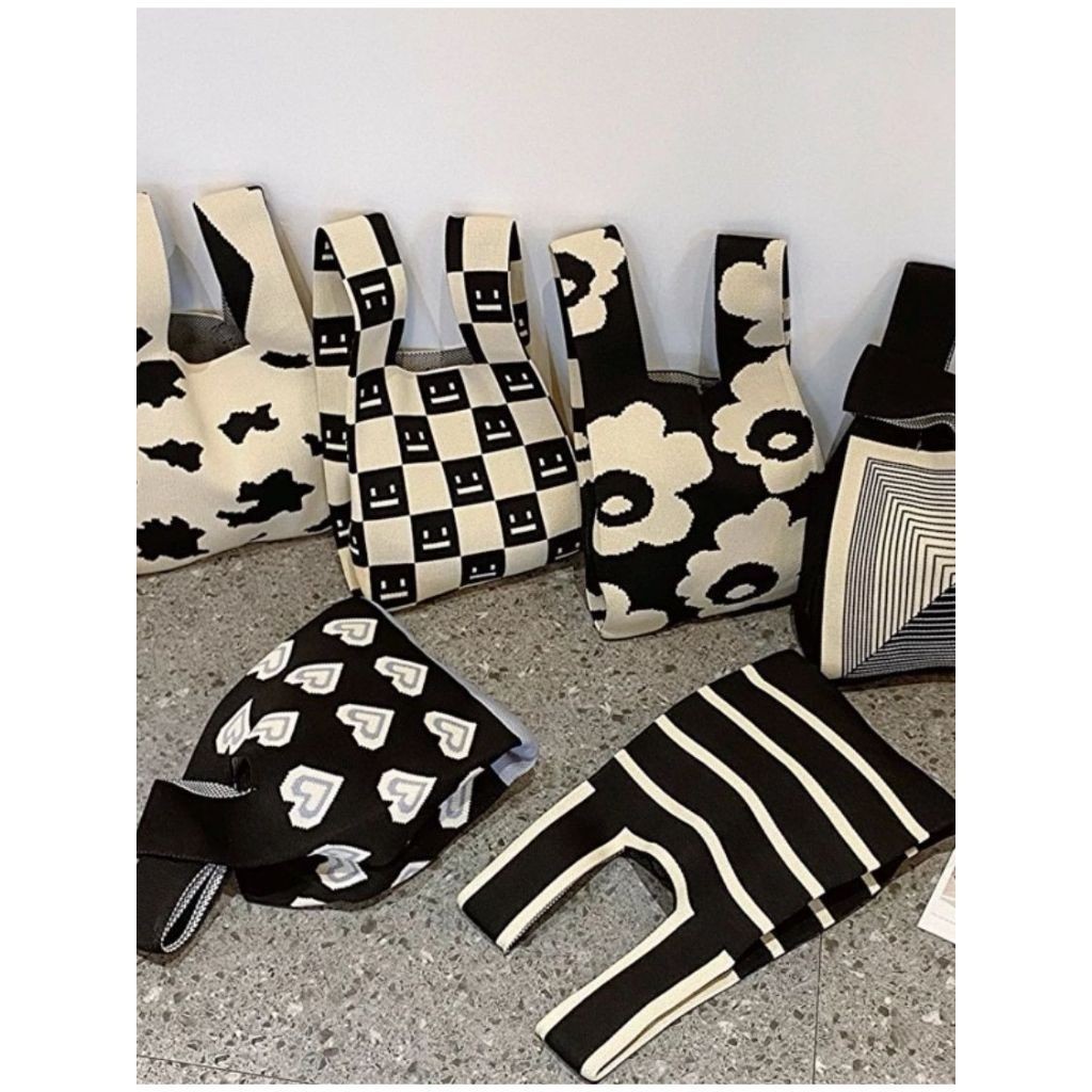 Tote Bag Wanita Tas Knot Bag Korean Style Tas Knitted Korean Bag Tas rajut uk