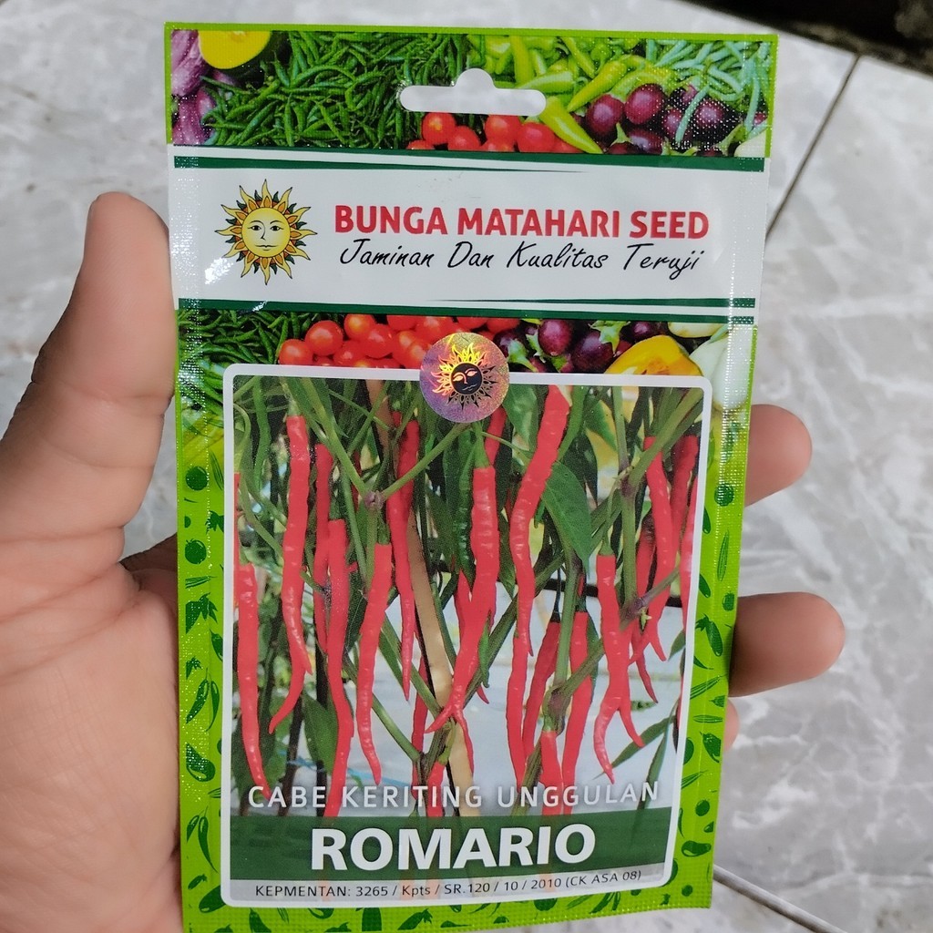 Benih SP Cabe Keriting ROMARIO isi 200 Biji Bibit Cap Bunga Matahari Seed Small Pouch Lebat Tahan Pa