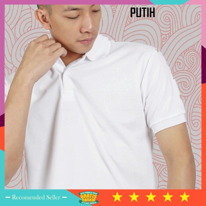 Baju Perempuan Cantik Bahan Bagus Berkualitas Premium /Polo Shirt Polos Warna Putih Pria & Wanita - 