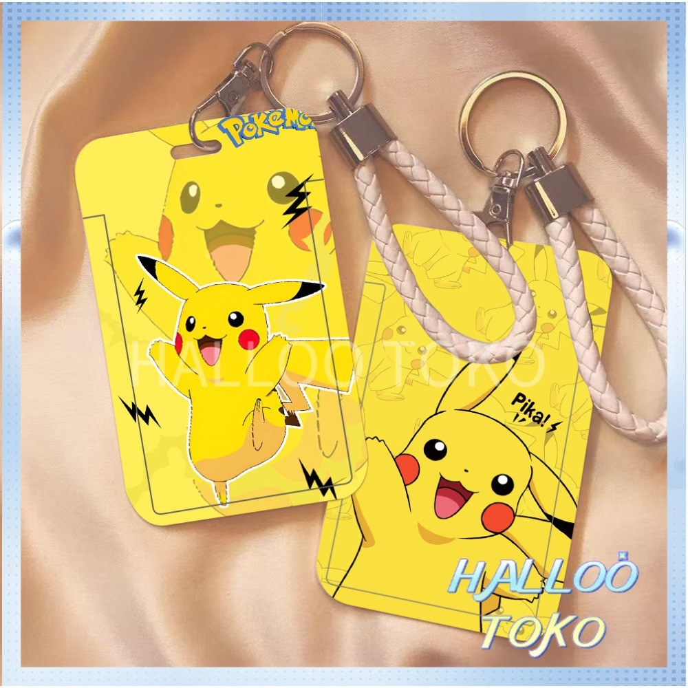 

ID CARD HOLDER MOTIF KAWAII TEMPAT KARTU PHOTOCARD PHOTO CARD Pelindung + Tali,Pikachu kilat yang lucu