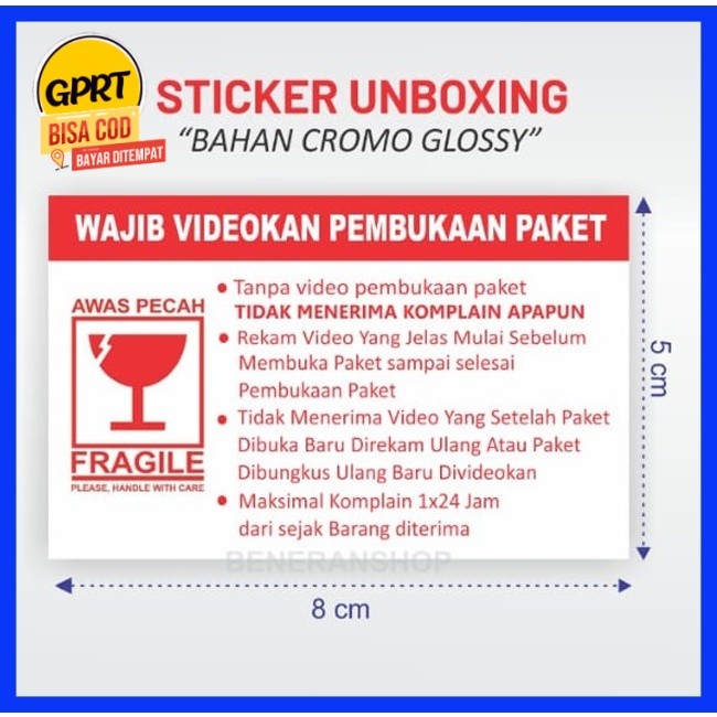 

GPRT (100pcs) Stiker Video Unboxing, Stiker Thank You For Order - FRAGILE sticker awas pecah -Stiker ULASAN (stiker packing olshop)
