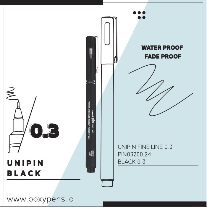 

Uni PIN03-200 Technical Drawing Marker Pen WATER & FADE PROOF - Hitam