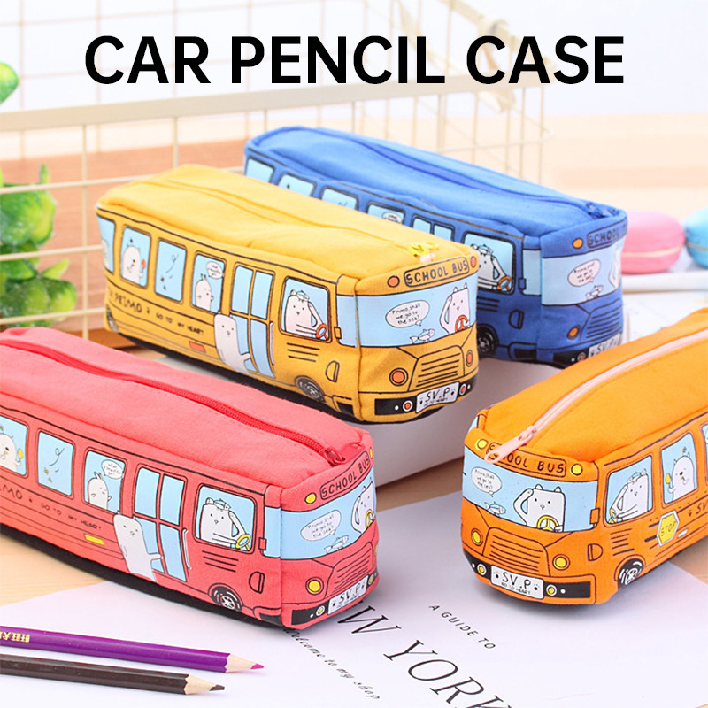 

Creative Bus Pencil Case Large Capacity Pencil Bag Cartoon Car Pencil Pouch Student Kids Cute Stationery Back to School Supplies