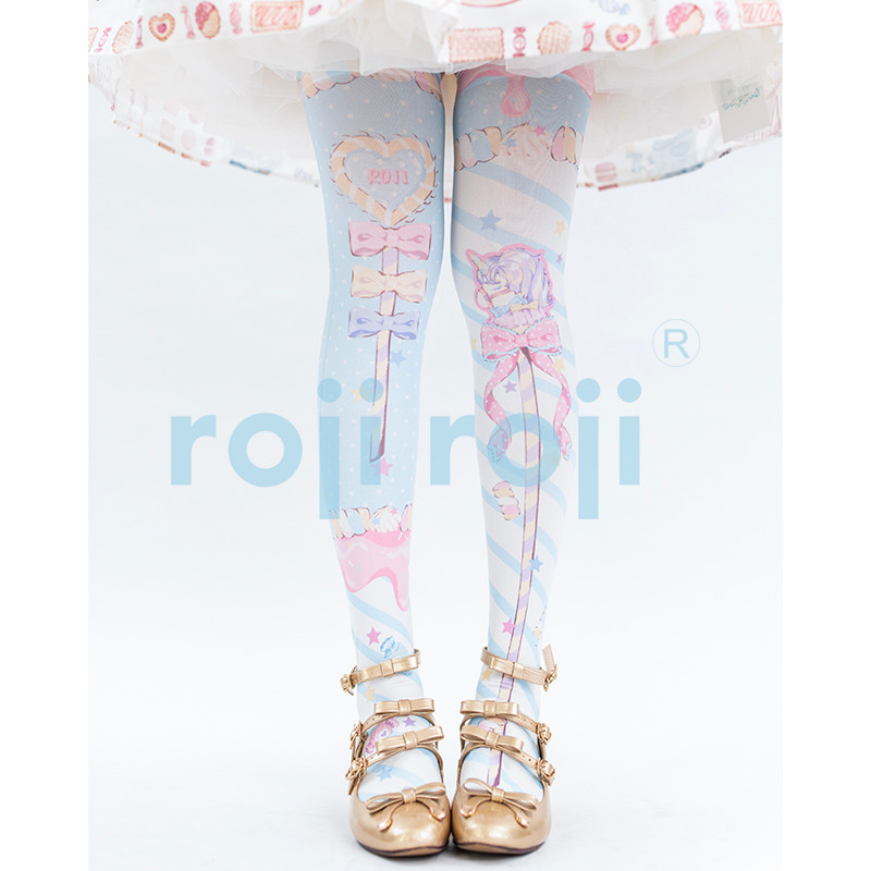 Lolita Socks Women's Summer and Autumn Mid-Socks Velvet Printed Knee Socks Lolita Japanese Socks