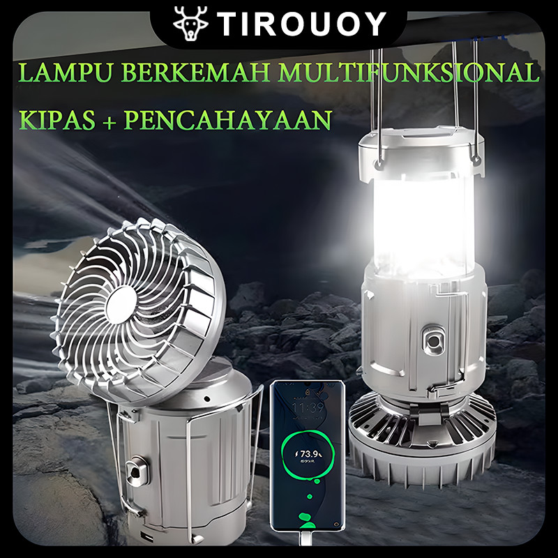 Lampu Emergency Camping Led Kipas Lampu Solar 2 In 1 Lampu Portable Lantern Telescopic Torch Lampu