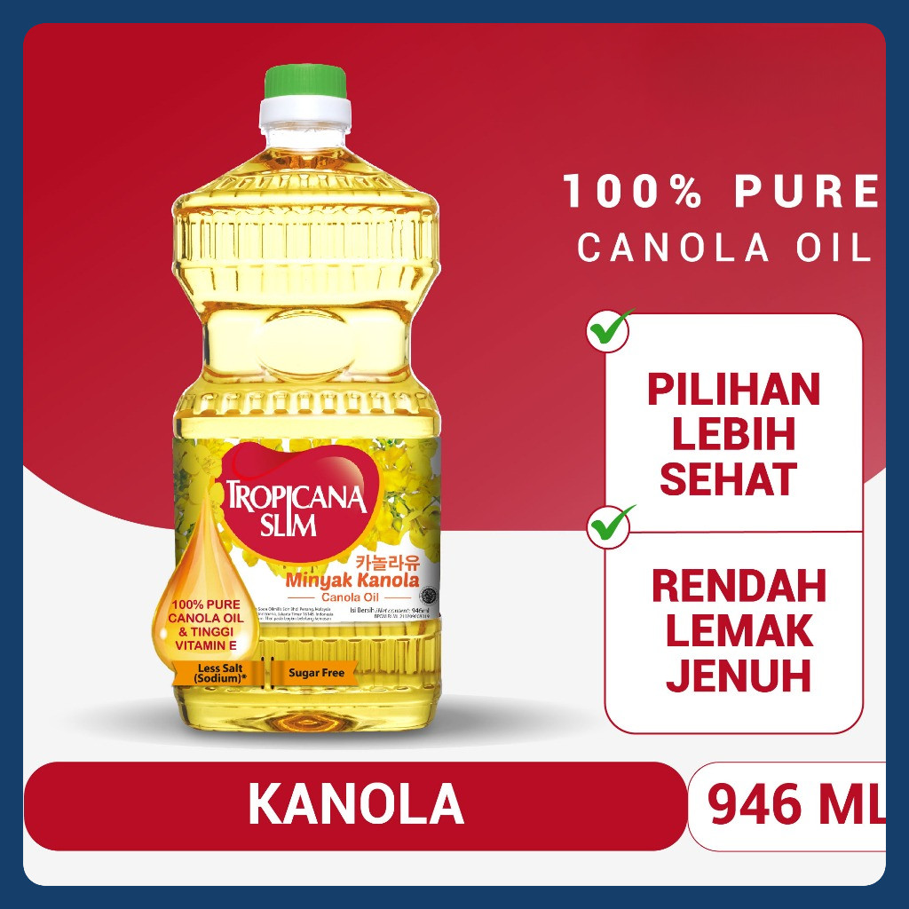 

Tropicana Slim Minyak Kanola 946ml - 100% Pure Canola Oil