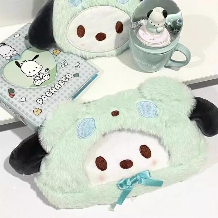 

READY Cartoon Pencil Case With Large Capacity And Soft Plush Material Stationery Bag Markers - Light Green, 20*12*4 cm