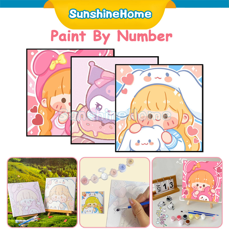 

20x20cm Paint By Number Cartoon Series Diy Digital Painting Kit Kanvas Painting Dengan bingkai