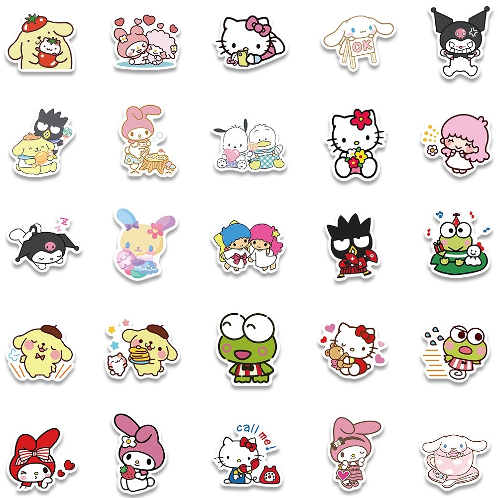 

Stiker Pack Aesthetic Sanrio Stiker Anti Air-Sticker Buku Casing HP Laptop Helm Botol