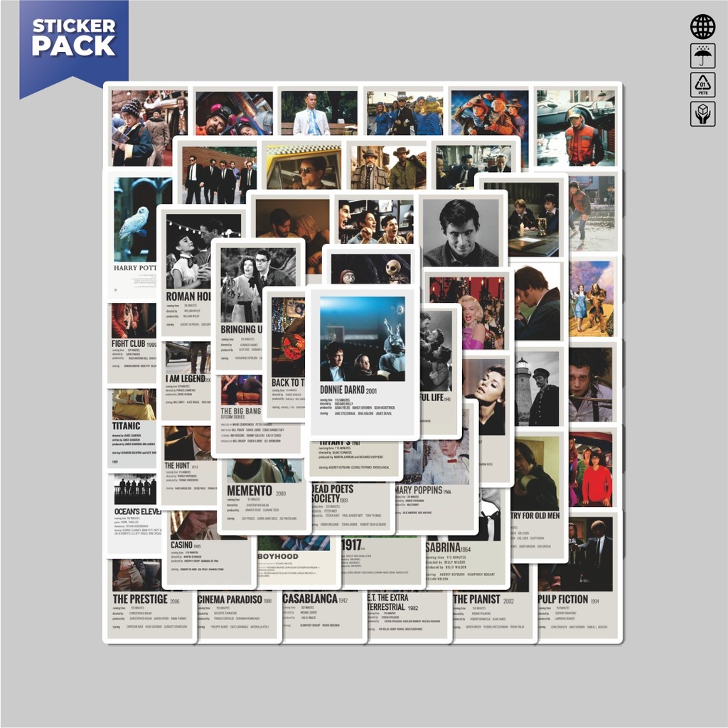 

[100PCS]Stiker Pack Stiker Poster Film Klasik Aesthetic Vinyl Anti Air Dekorasi Sticker Laptop Buku Journal Koper Helm Casing HP Gitar Helm Skateboard