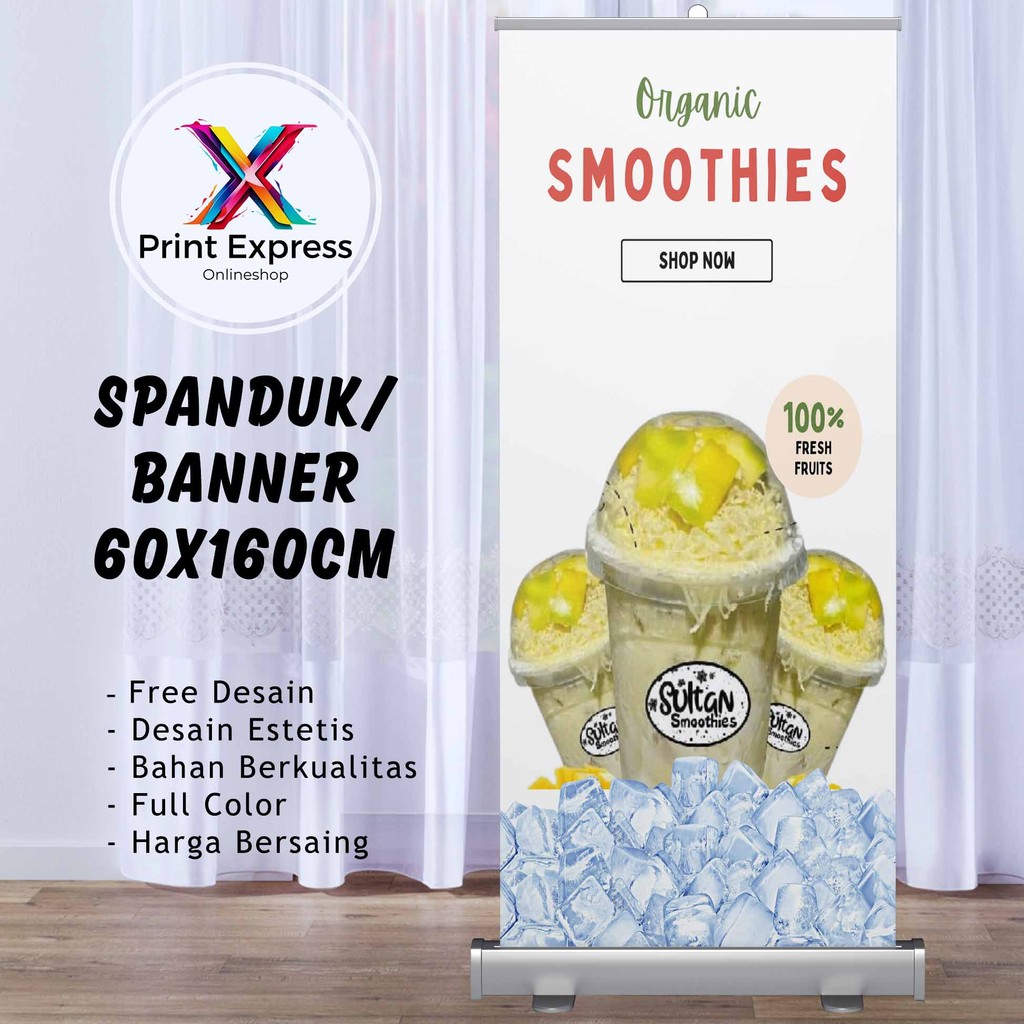 Cetak Spanduk Smoothies Mangga 60x160 Cm Bisa Rekues Free