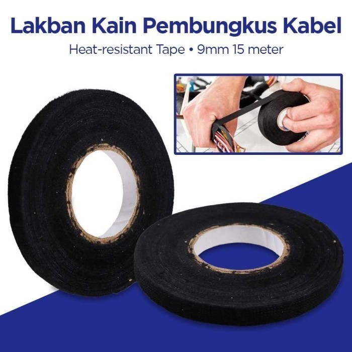 

Lakban Kain Pembungkus Kabel Tape Heat-resistant 15M 9mm