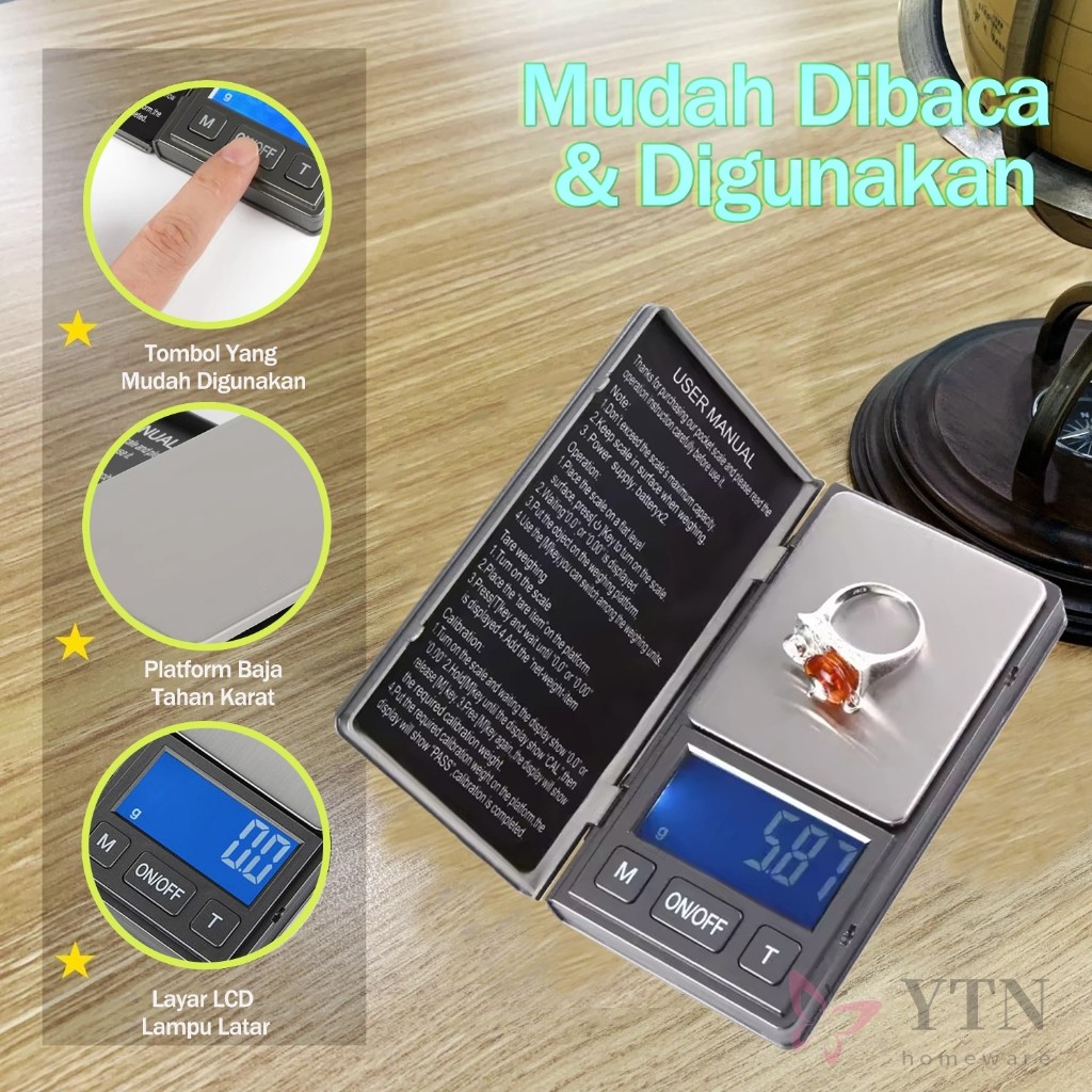 Timbangan Emas Pocket Digital/Mini Digital Baterai Akurasi LED Kecil Timbangan Emas 200g/0.01g