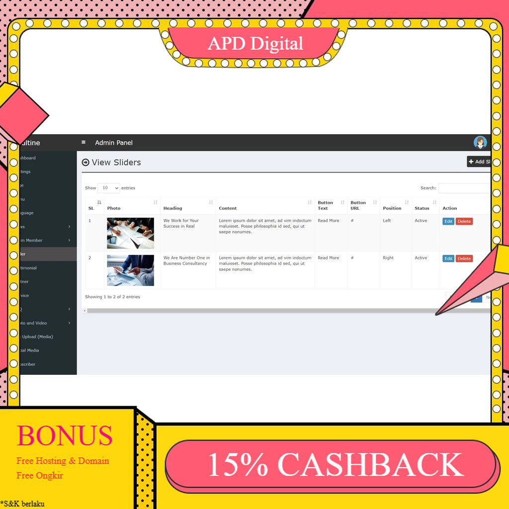 Source code Website Company Profile Perusahaan Profesional Dengan CMS APD