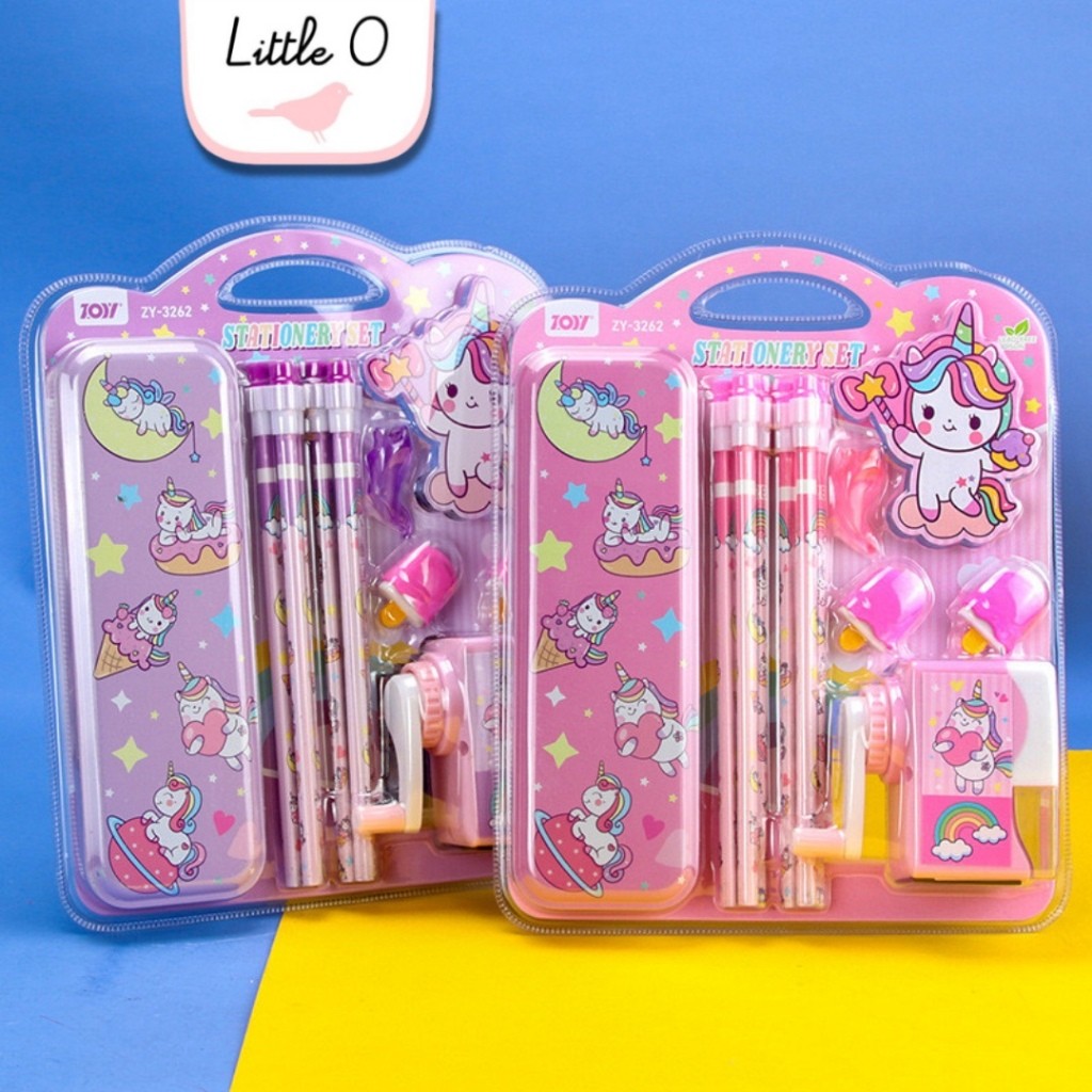 

Ay00! Set Alat Tulis Anak Set 11in1 10in1 8in1 Alat Tulis Unicorn Goodiebag Ulang Tahun Kotak Pensil