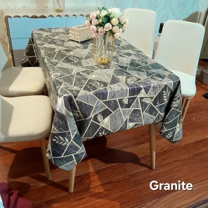 Taplak Meja Makan Plastik Anti Air Meteran Per 1 2 3 4 Meter Mewah - Lux marble 02, per panjang 1 m