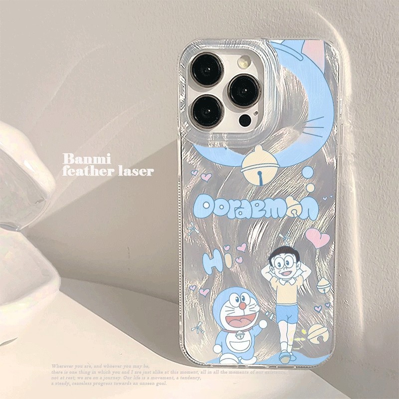CUSTOM CASE Doraemon Pola kartun lucu seri Kompatibel untuk iPhone iPhone 7/8 plus XS MAX XR 11 12 1