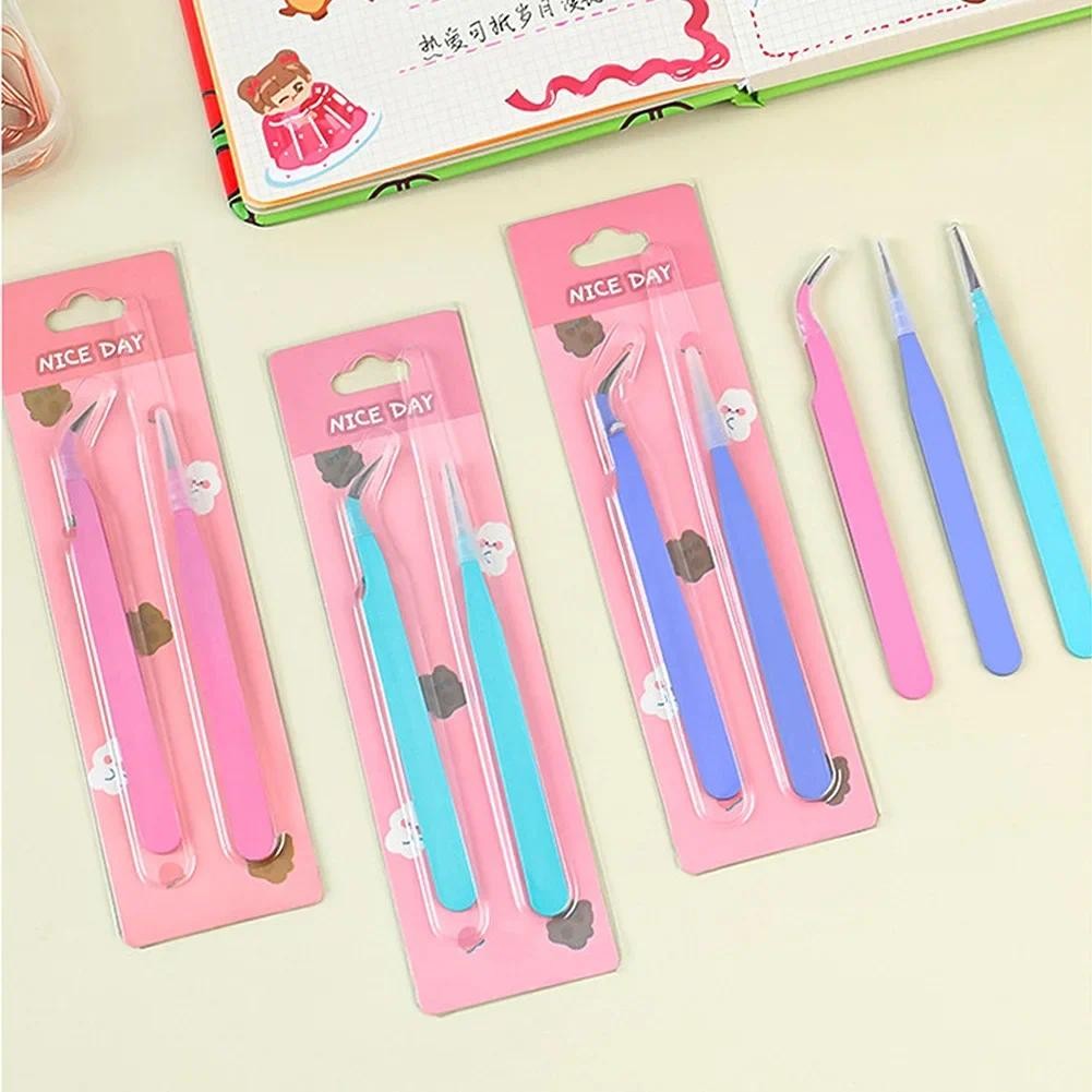 

2Pcs/set Tweezers Macaroon Color Scrapbook Sticker Tweezers Washi Tape Picking Stationery DIY Junk Journal Album School Supplies