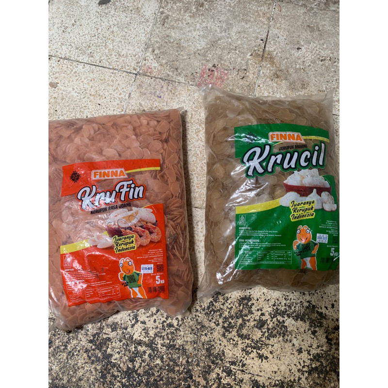 

Kerupuk Mentah Udang/Bawang Krufin dan Krucil exp 2027 Finna rasaUdang 1 Bal isi 5 kg