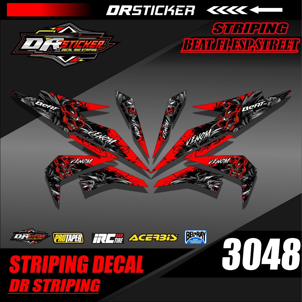3048 Striping Variasi Beat Fi Esp Street 2016 2017 2018 2019 Desain Venom