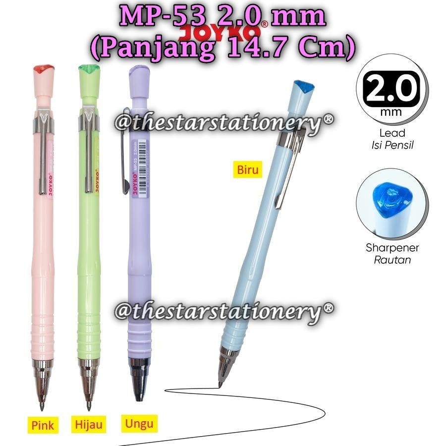 

(1 Biji) Pensil Mekanik JOYKO MP-53 2.0 mm BISA PILIH WARNA / Mechanical Pencil Joyko MP-53 (1 Biji)