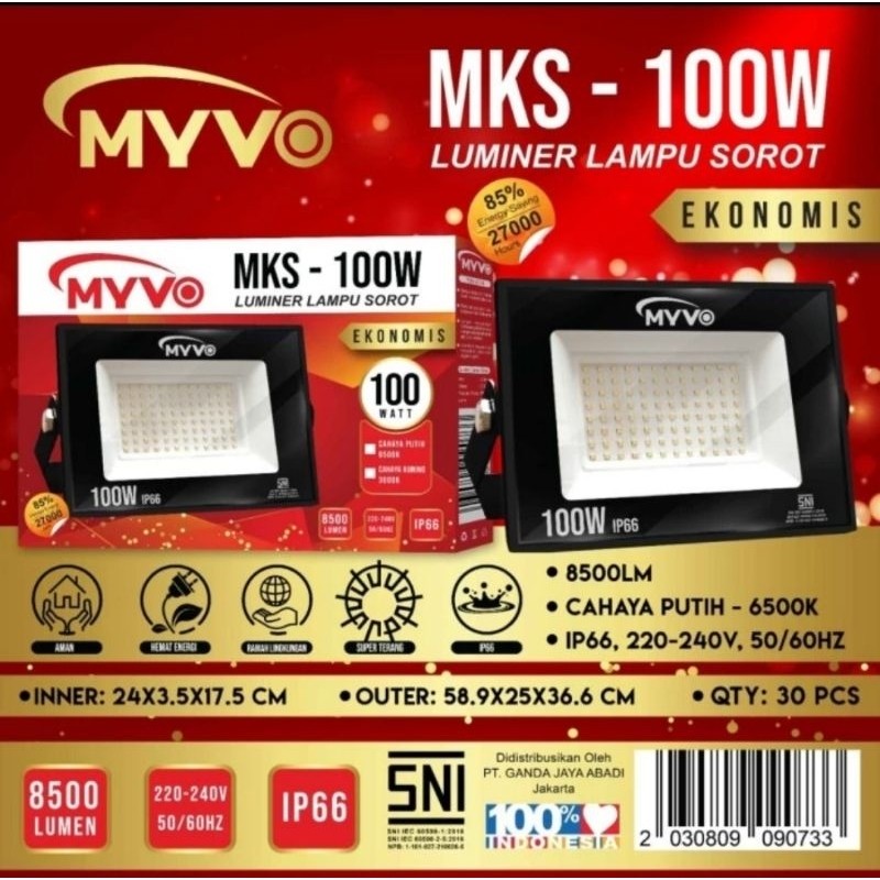 MYVO LAMPU LED KUAT AWET GARANSI 5 TAHUN LAMPU SOROT LED LAMPU TEMBAK LED KAP HALOGEN LED MYVO 100 5