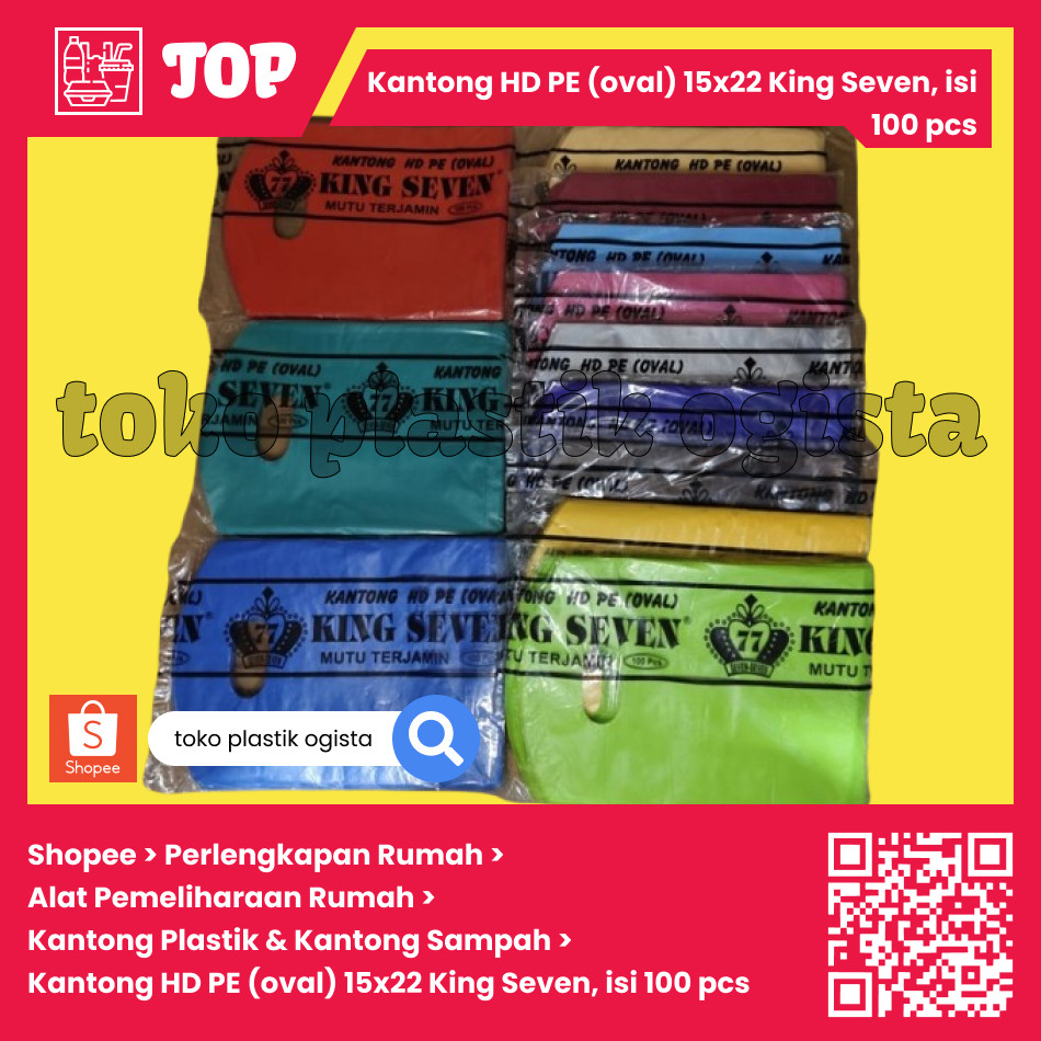 

Kantong HD PE (oval) 15x22 King Seven, isi 100 pcs
