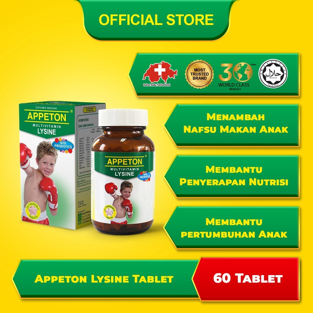 Appeton Lysine Prebiotik 60 Tablet Untuk Anak