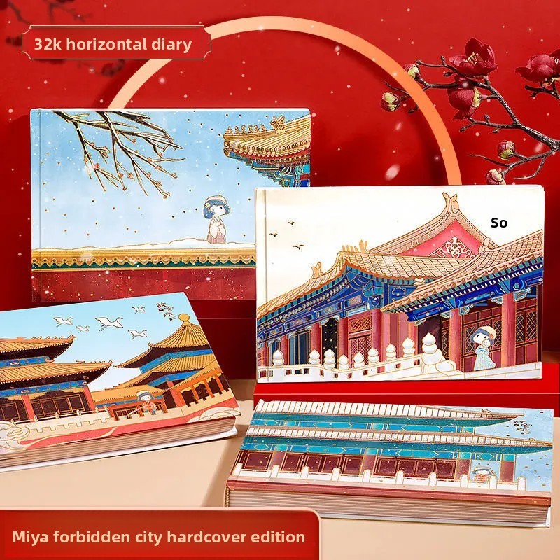 

Thickened Hardshell Horizontal Cover Notebook Full Color Page Small Fresh Style Journal Book Office Cultural Educational Supplie