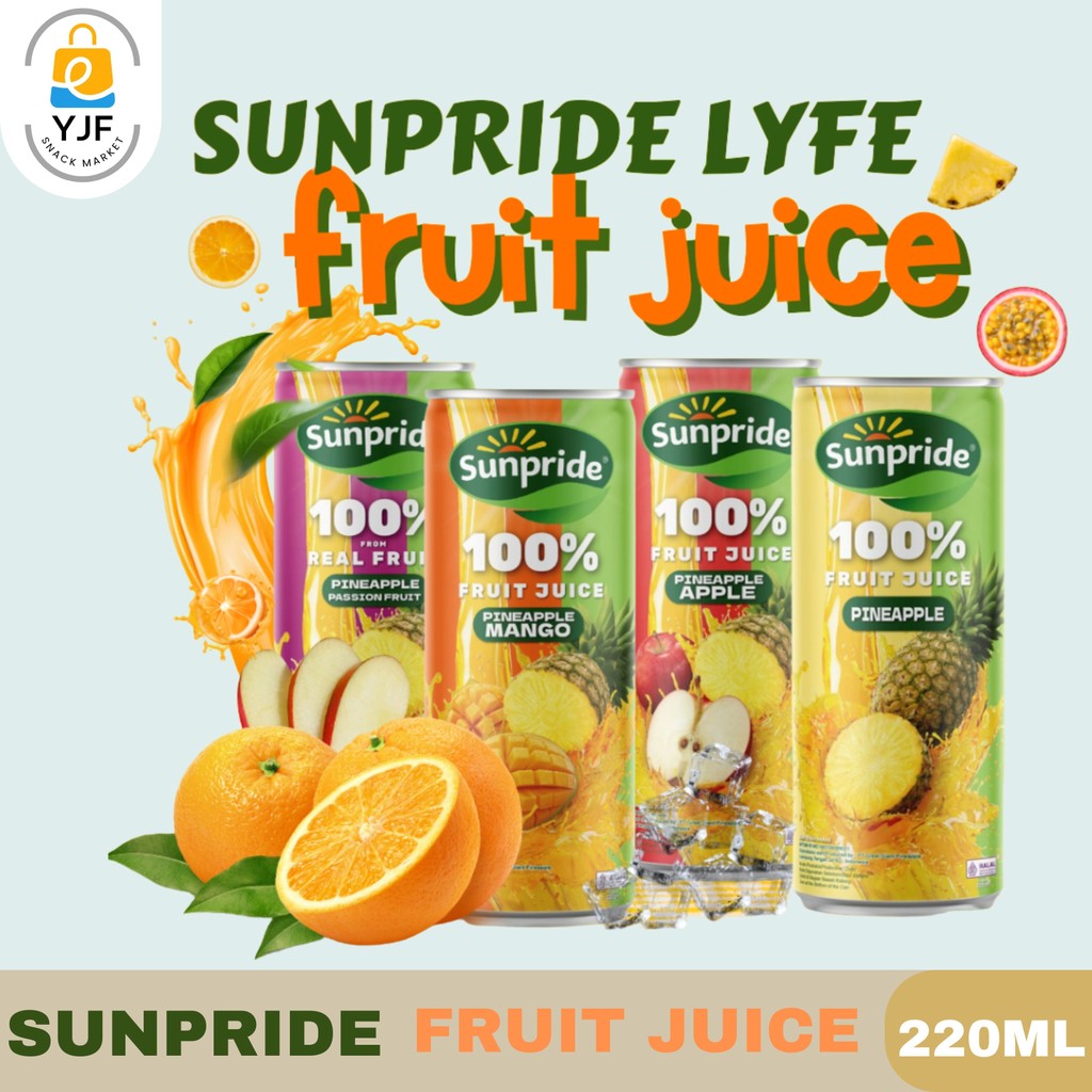 

Sunpride 220ml 100% Fruit juice Mango Pineapple / Pineapple Guava / Pineapple / Pineappel Passion Fruit / Minuman Jus Buah