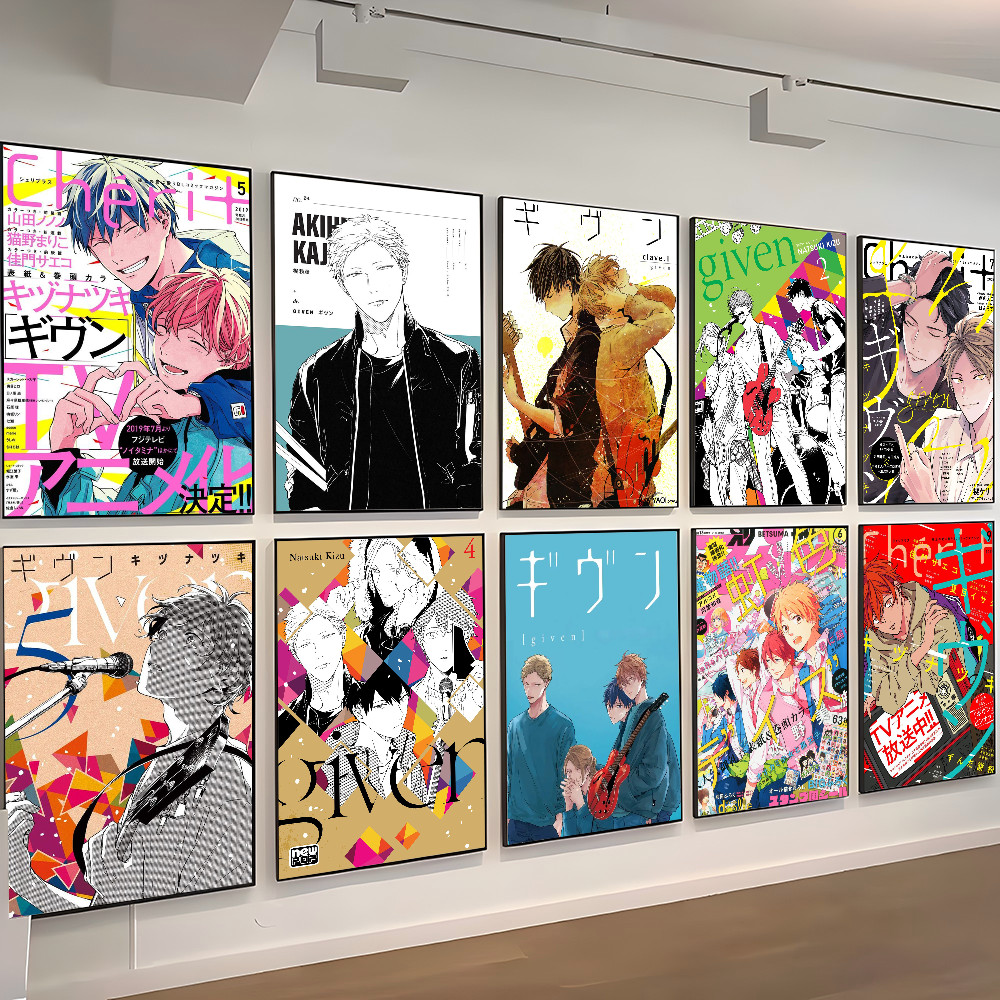 GIVEN Anime Poster Self-adhesive Art Waterproof Paper Sticker Coffee House Bar Room Wall Decor