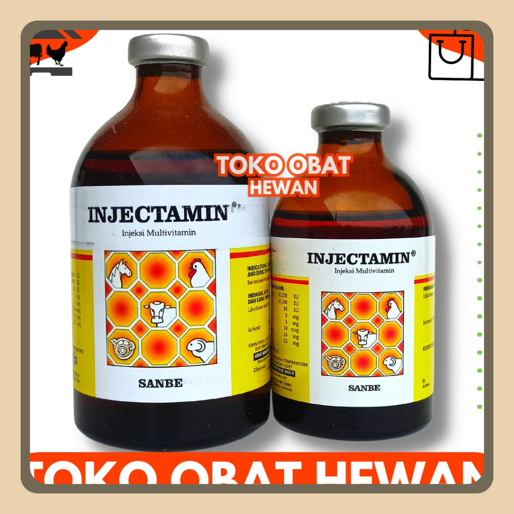 INJECTAMIN 50 ml & INJECTAMIN 100 ml SANBE - Multivitamin Dosis Tinggi Untuk Hewan