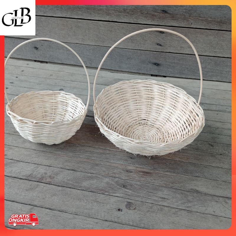 Kerajinan UMKM / keranjang snack mangkok rotan tangkai