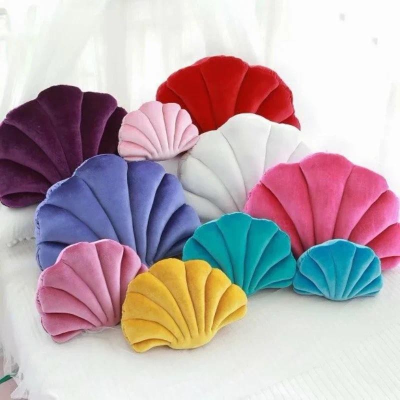 

1Pcs Shell Stuffed Throw Pillow Velvet Pillows Sea Shells Home Decor Bed Sofa Cushion Decoration Gift 34x25cm