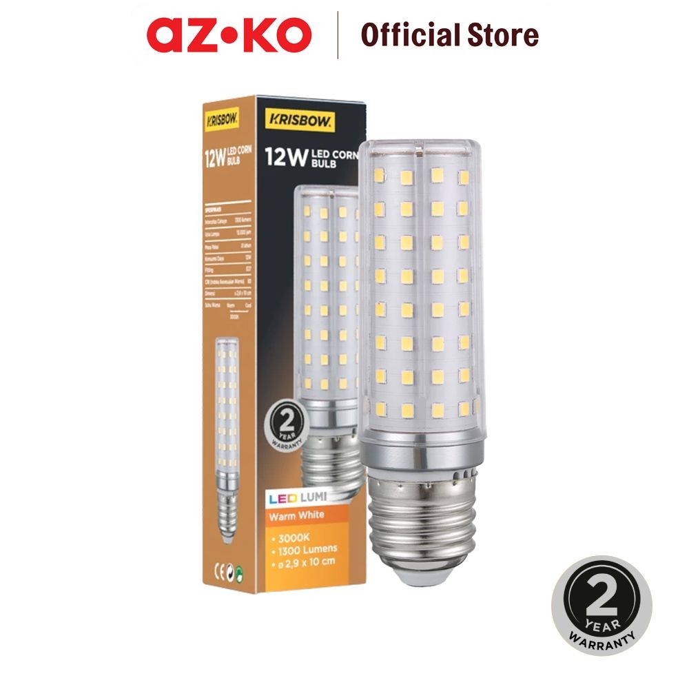 AZKO Krisbow Bohlam Led 12 watt Warm White E27 - Kuning Bulb Lampu Cahaya Kuning Indoor Outdoor Ligh