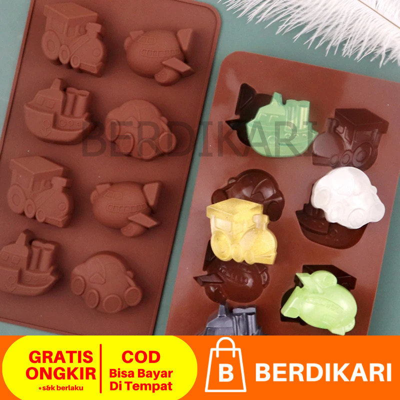 Berdikari Isi 8 Cetakan Jelly Puding Coklat Permen Kue Nugget Fondant Silikon Agar Karakter Motif Tr
