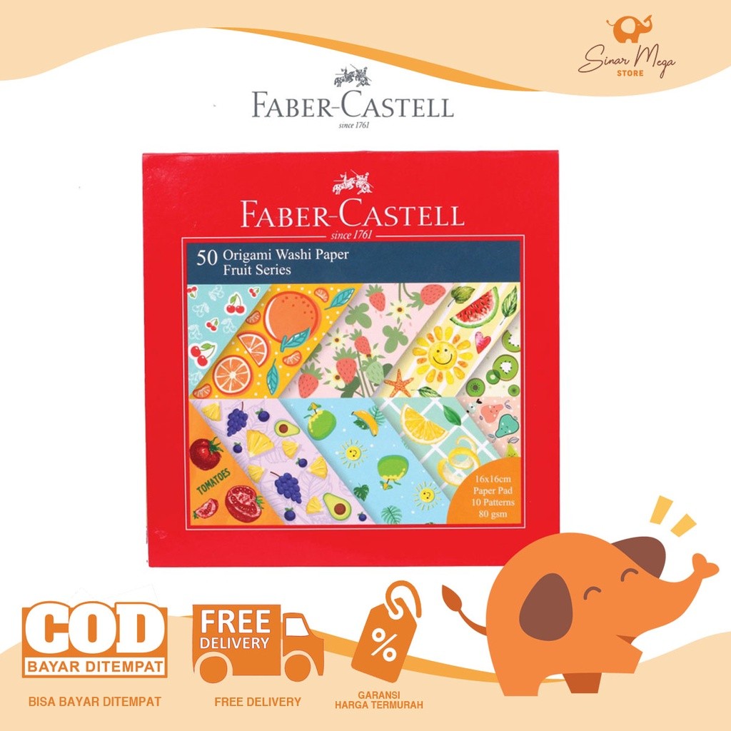 

Faber Origami Washi Paper Fruit Series 16 x 16 cm / Kertas Lipat Motif Buah Lucu Unik Murah Berkualitas