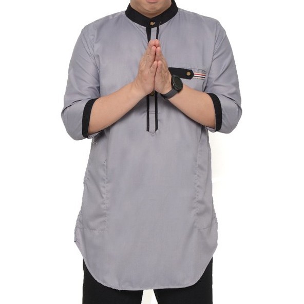 ✨LARIS✨-Baju Koko Qurta Kurta Ar-Ridho Katun Premium Ukuran Jumbo - Putih, L