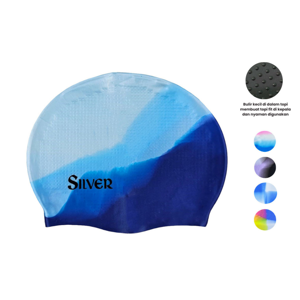 Topi Renang Dewasa Silver Silicone Swim Cap 17008.002