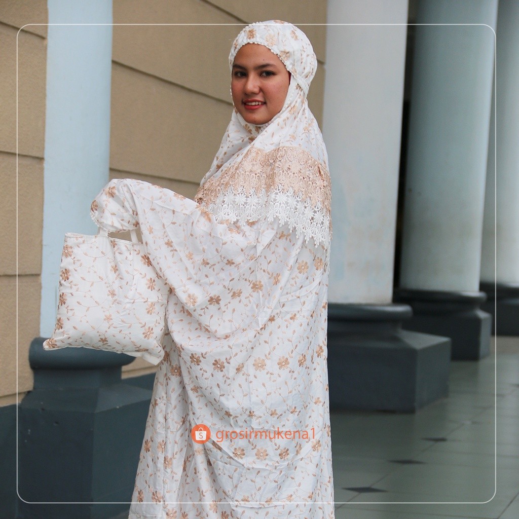 READYSTOCK mukena terusan mukena sutra Jepang mukena putih mukena jumbo mukena terusan jumbo mukena 