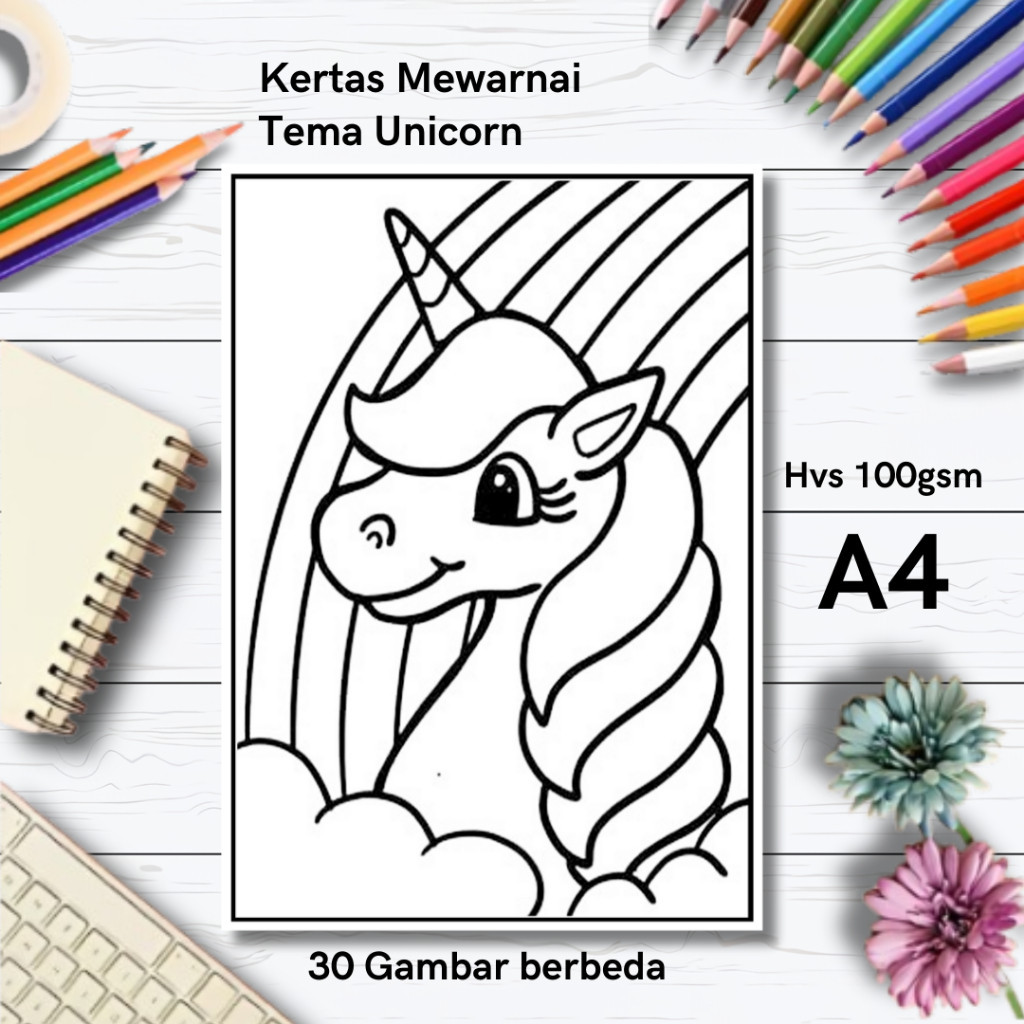 

30 Gambar Kertas mewarnai anak / Coloring / Sketa Tema Unicornclaraa aurel