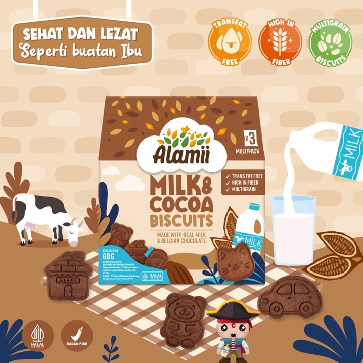 

Alamii Multigrain Biscuits Milk & Cocoa - 60gram