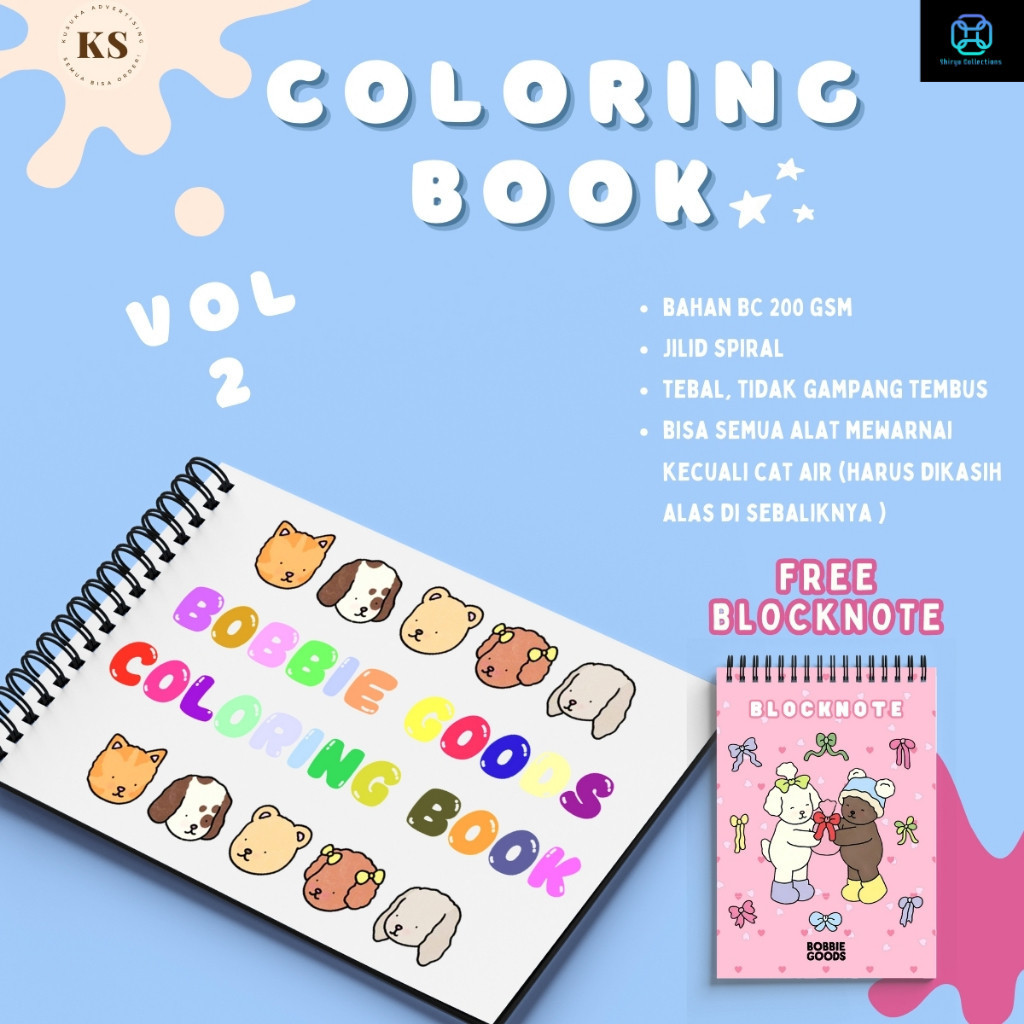 

Bobbie's Goods Vol.2 Coloring Book Buku Mewarnai Anak Remaja Dewasa Aesthetic Kertas Tebal